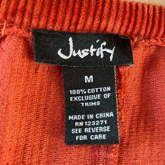 Justify Burnt Orange Corduroy Midi Dress Size M EUC - Picture 7 of 7